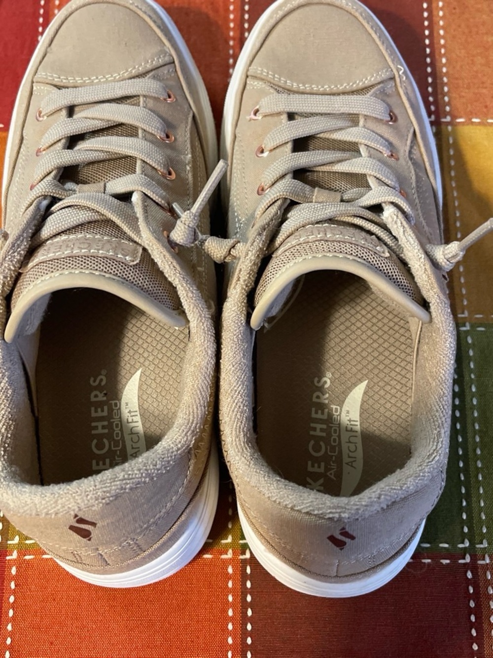 Skechers Women's Beige Lace-Up Casual Sneakers - Picture 4 of 4